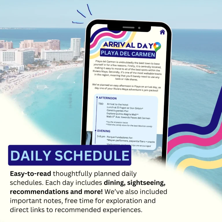 Riviera Maya Itinerary Daily Schedule