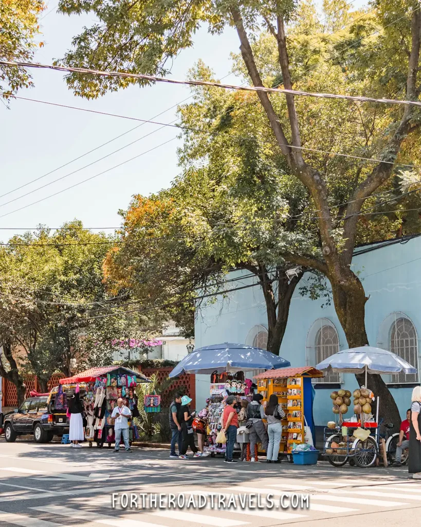 Vendors Outside Frida Kahlo Museum Tour in Mexico City