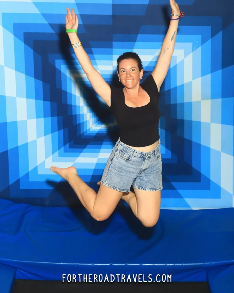 Woman Jumping on Trampolin at Xenses Xcaret